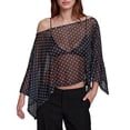 thumbnail image 1 of Comdrip Women Chiffon Poncho Asymmetrical Sweater Sheer Mesh Cape Lightweight Shawl Wraps Off Shoulder See Through Cover up Sequin Poncho Top Black 3, 1 of 9