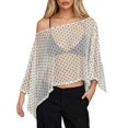 thumbnail image 1 of Comdrip Women Chiffon Poncho Asymmetrical Sweater Sheer Mesh Cape Lightweight Shawl Wraps Off Shoulder See Through Cover up Sequin Poncho Top White 1, 1 of 6