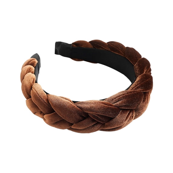 Comdrip Women Elegant Lightweight Headband Velvet Padded Hair Accessories Vintage Wide Boho Style Band Head Hair Bands Coffee