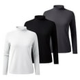 thumbnail image 1 of Comdrip Women Fall Clothes, 3 Pack Long Sleeve Shirts for Women Women's Fashion Casual Soft Basic Tee Tops Fall Outfit Clothes Mock Turtleneck for Women Black L, 1 of 5