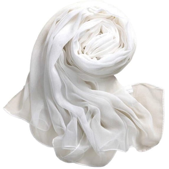 Comdrip Women Lightweight Breathable Solid Color Floppy Trendy Long Fashion Thin Scarves Sun-Proof Wrap Shawl Long Scarf White One Size