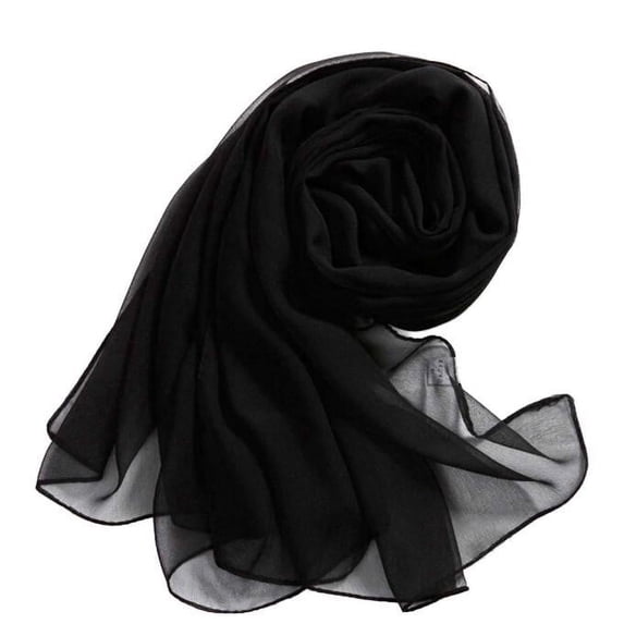 Comdrip Women Lightweight Breathable Solid Color Soft Chiffon Long Fashion Thin Scarves Sun-Proof Shawls Wrap Long Scarf Black One Size