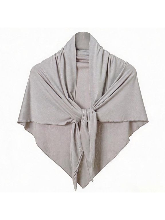 Women Vintage Elegant Cross Front Soft Lightweight Breathable Scarf Knit Poncho Cape Warm Knit Wrap Daily Wear Travel Evening Dress Light Ashy