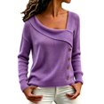 thumbnail image 1 of Comdrip Women's Asymmetrical Off Shoulder Knit Sweater Long Sleeve Loose Fit Wrap Fall Pullover with Side Buttons Purple XXL, 1 of 6