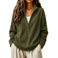 thumbnail image 1 of Comdrip Women's Long Sleeve Classic V Neck Pullover Sweater Casual Loose Fall Winter Knitted Fashion Formal Daily Wear Blackish Green L, 1 of 7