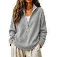 thumbnail image 1 of Comdrip Women's Long Sleeve Classic V Neck Pullover Sweater Casual Loose Fall Winter Knitted Fashion Formal Daily Wear Grey M, 1 of 7