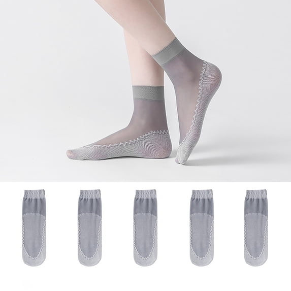 Comdrip Women's Nylon Socks Ankle High Pantyhose 10 Pack, Grey One Size
