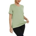 thumbnail image 1 of Comdrip Women's Oversized T Shirts, Women's Summer V Neck Loose Short Sleeved Shirt with Slit Tees for Women Green M, 1 of 6