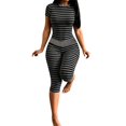 thumbnail image 1 of Comdrip Women's Striped Two Piece Loungewear Set Cropped Top And High Waist Leggings Casual Outfit Grey S, 1 of 4