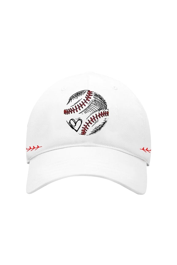 Womens Baseball Caps! Washed Baseball Pattern with Printed Baseball Caps on Both Sides Baseball Hats for Women White One Size
