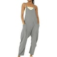 thumbnail image 1 of Comdrip Womens Jumpsuit, Womens Casual Summer Jumpsuit Sleeveless Loose Solid Color Comfortable Strap Loose Jumpsuit Pocket Jumpsuit for Women Overalls for Women Grey2 2XL, 1 of 5