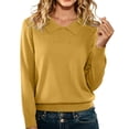 thumbnail image 1 of Comdrip Womens Knit Sweater, Warm Sweaters for Women V Neck Classic Soft Pullover Sweater Loose Casual Long Sleeve 2025 Fall Winter Work Sweaters for Women office Yellow 2XL, 1 of 9