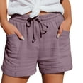 thumbnail image 1 of Comdrip Womens Linen Shorts, Women's Fashion Casual High Waist Pants Straight Leg Sports Casual Loose Shorts Cotton Linen Shorts for Women Purple L, 1 of 7