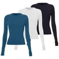 thumbnail image 1 of Comdrip Womens Tops, 3 Pack Womens Cute Basic Slim Fitted Tops Business Work Tee Fall Fashion Outfits 2025 Clothes Going Out Tops for Women C M, 1 of 4