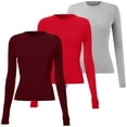 thumbnail image 1 of Comdrip Womens Tops, 3 Pack Womens Cute Basic Slim Fitted Tops Business Work Tee Fall Fashion Outfits 2025 Clothes Going Out Tops for Women W XS, 1 of 4