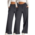 thumbnail image 1 of Comdrip Womens Wide Leg Sweatpants 2Pc Women's Wide Leg Pants Women Summer Solid Color Pants High Waist Trousers Wide Leg Sweatpants Women Dark Gray 2XL, 1 of 4
