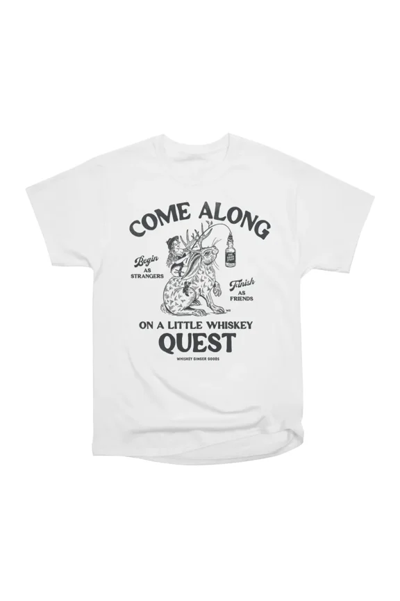 Come Along On A Little Whiskey Quest Funny Jackalope Art T-Shirt Tee Gift For Him Merch Fo