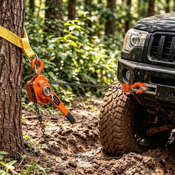 Come Along Winch 3 Ton 6600 Lbs Capacity, 10FT Off-Road Recovery Ratchet Puller Manual Lever Hoist with Alloy Steel Chain for Truck SUV Towing and Garage Use