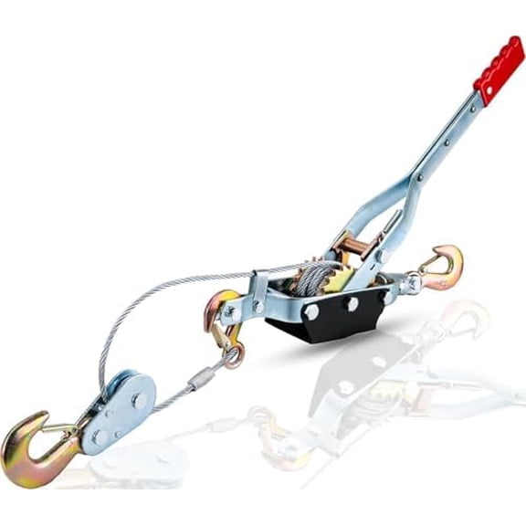 Come Along Winch, 5-Ton (10,000 Lbs) Pulling Capacity, 10Ft, 3 Hook, Heavy Duty Power Cable Come Along Tool with Dual Gears, Hand Winch Cable, Automotive Hoist Winch Puller, Recovery Gear