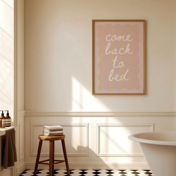 Come Back To Bed Print Trendy Bedroom Poster, Cute Above Bed Wall Art Printable Typography Poster, Pink Aesthetic Print Sleep Poster #40, Unframed Poster Size 8x12
