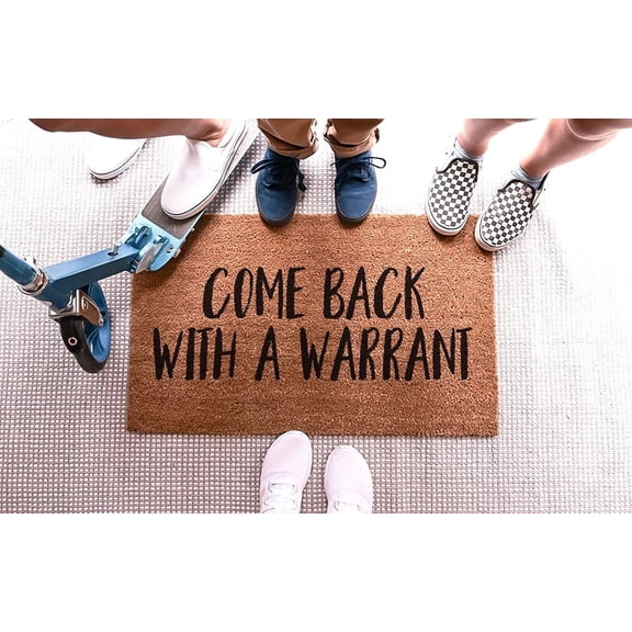 Come Back with A Warrant Door Mat, Funny Doormat, Housewarming Gift, Funny Welcome Mat, Warrant Doormat, Funny Gift, Home Doormat, Go Away Home Kitchen Balcony Decoration Decorations Mats 16x24 Inch