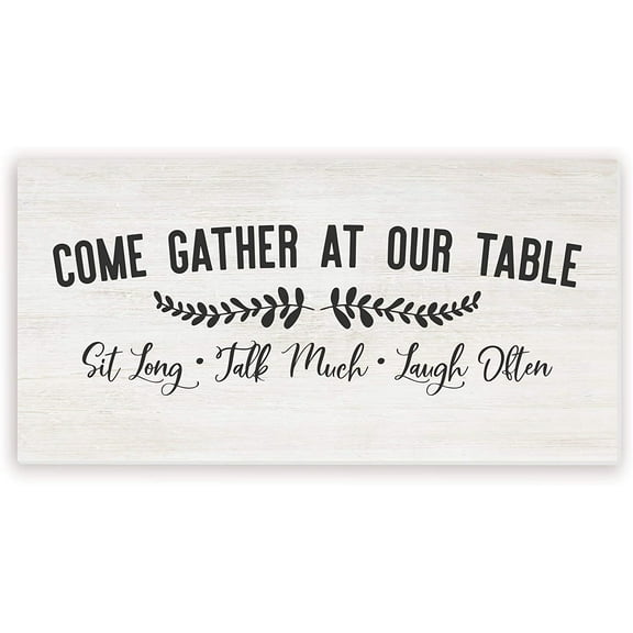 Come Gather At Our Table Rustic Wood Farmhouse Wall Sign 12x24