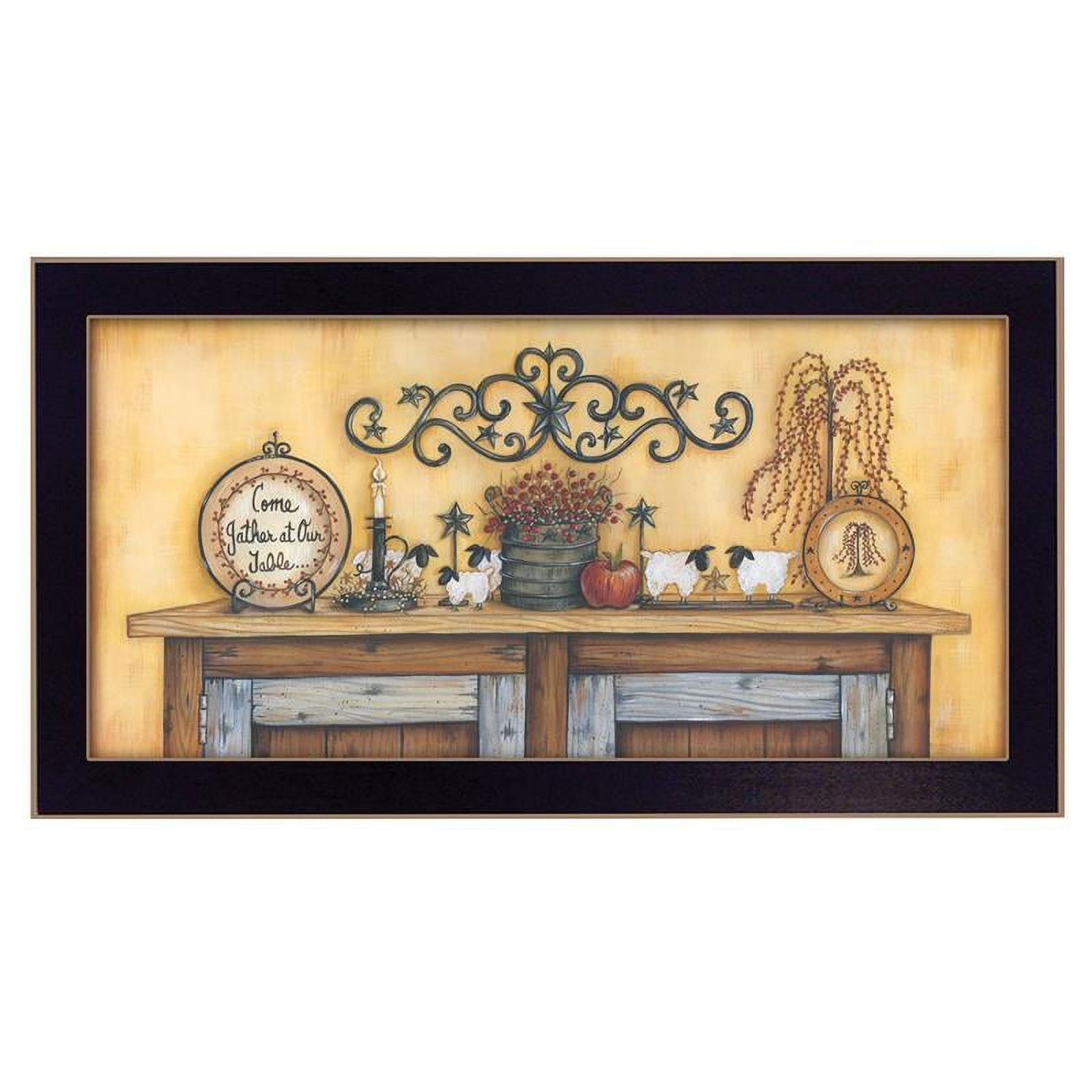 Come Gather at Our Table Multi-Color Wood Framed Wall Art