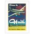 thumbnail image 1 of Come to Haiti - Miami Florida - Vintage Airline Travel Poster by Walter Bomar c.1949 - Bamboo Fine Art 290gsm Paper (Unframed) 12x16in, 1 of 4