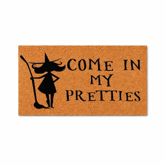 Come In My Pretties Doormat, Funny Witch Welcome Mat, Halloween Front Door Decor, Witch Hat Broom Doormat, Entryway Rug 2000 (24x36 inches) 2000