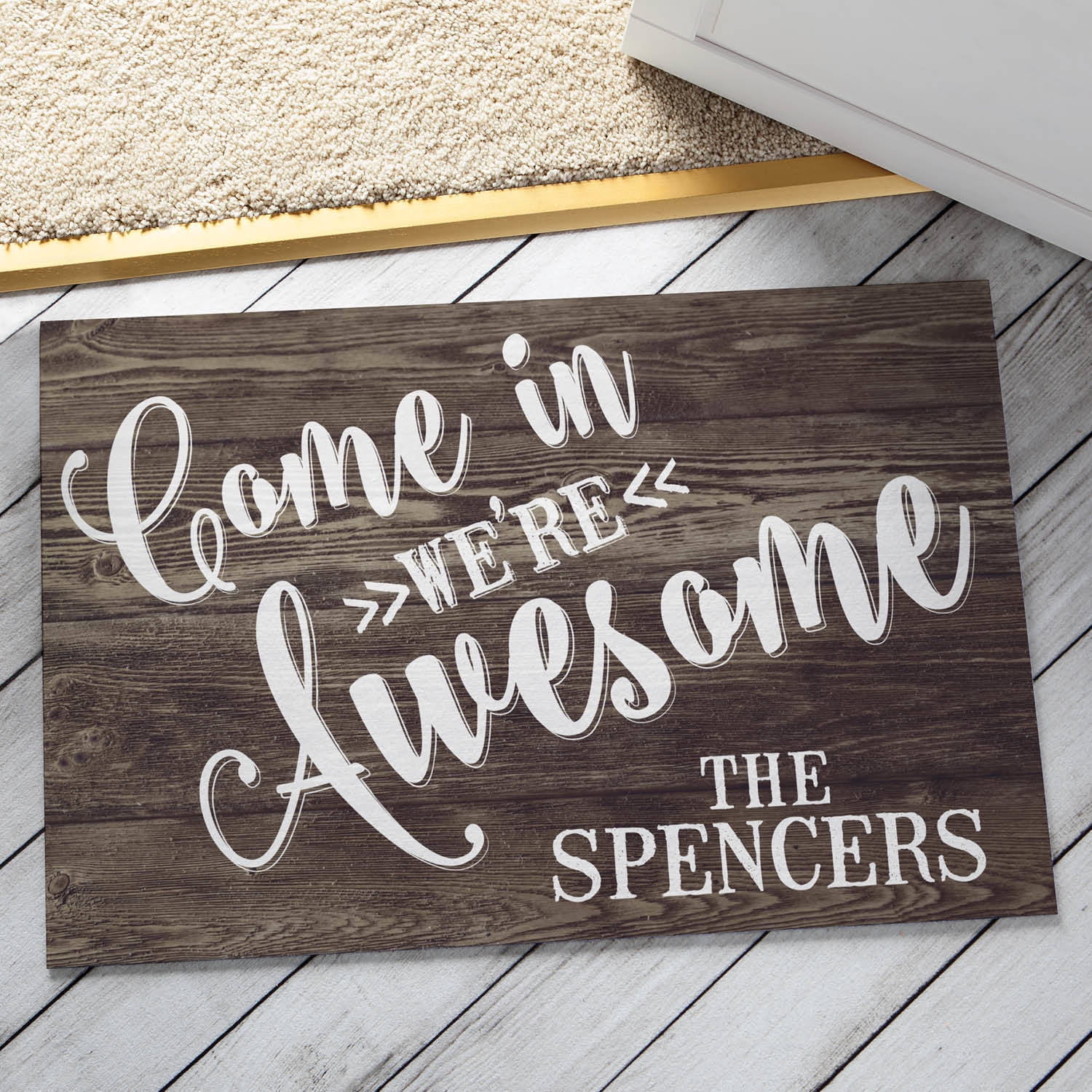 PERSONALIZED PLANET Come In We're Awesome Personalized Indoor/Outdoor Doormat