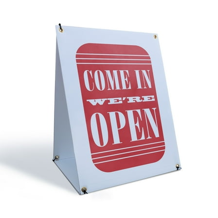 Come In We're Open Sidewalk Sign 24 Inch x 36 Inch A-Frame Images On Both Sides | Business Signage, Clear Messaging, Customer Ready | Made in USA