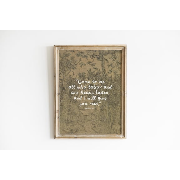 Come To Me Matthew Eleven Scripture Unframed Paper Print