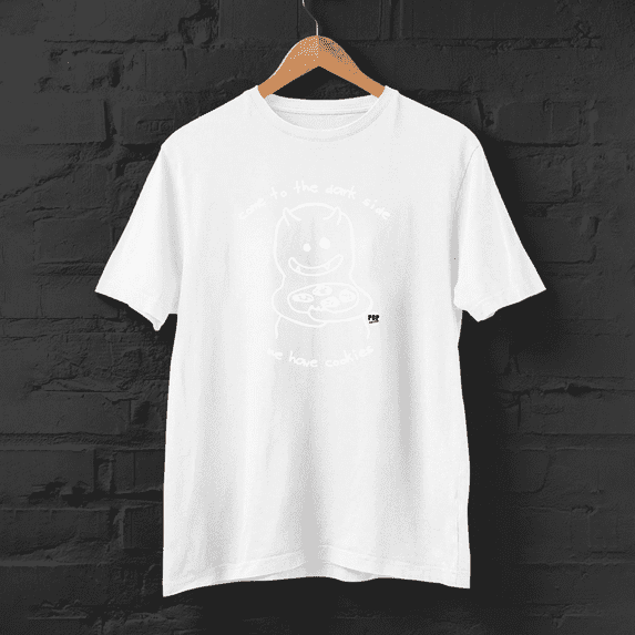 Come To The Dark Side We Have Cookies, Ladies Black T-Shirt, Funny Monster Happy