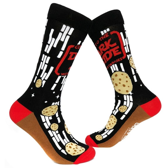 Come to The Dark Side We Have Cookies Socks Funny Sci Fi Movie Footwear (Black) - Mens (7-12)