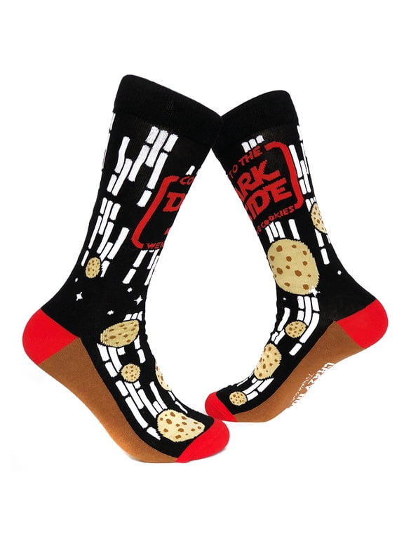 Come to The Dark Side We Have Cookies Socks Funny Sci Fi Movie Footwear (Black) - Mens (7-12)