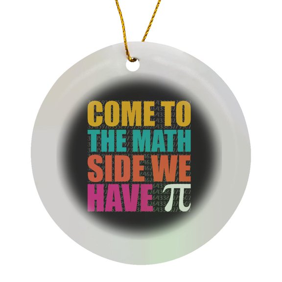 3drose, Come to the Math Side, We Have Pi Funny Text of Yellow, Green, Purple, Circle Porcelain Ornament