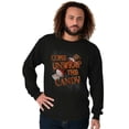 thumbnail image 1 of Come Unwrap the Candy Halloween Plus Size Long Sleeve Graphic Tee Shirt Brisco Brands 2X, 1 of 5