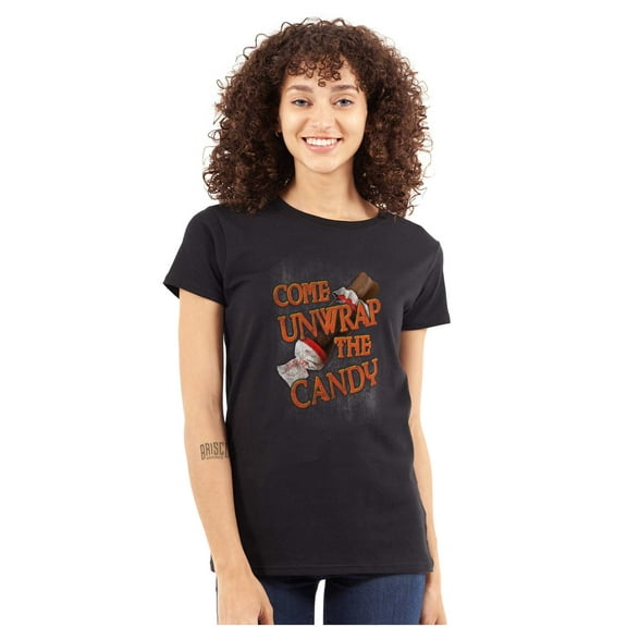 Come Unwrap the Candy Halloween Womens Fitted Plus Size Graphic Tee Brisco Brands 2X