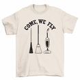 thumbnail image 1 of Come We Fly Witches Mop Broom Vacuum Funny Halloween T-Shirt, 1 of 2