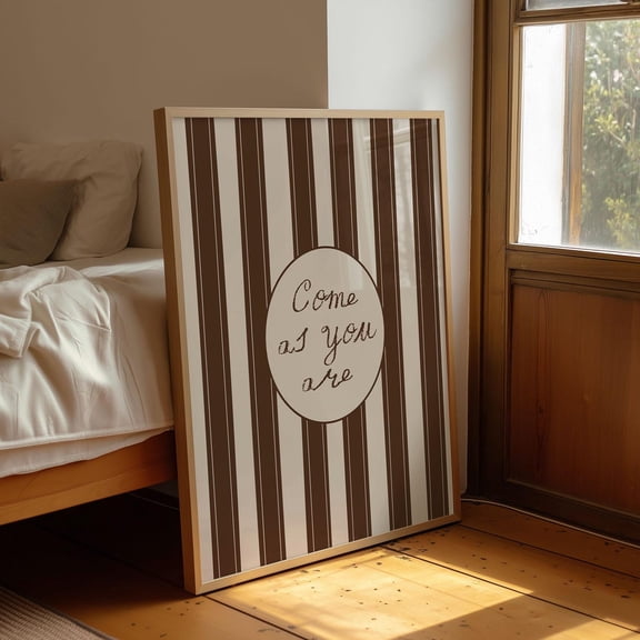 Come As You Are Art Poster, Vintage Brown And Beige Hand Drawn Strips Home Decor, Hand Written Western Decor, Retro Whimsical Dorm Art Poster, Unframed Poster Size 8x12 F03.1.15l191