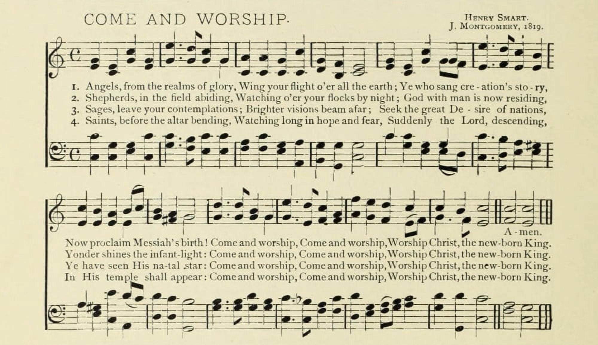 Come and Worship Christmas in Song 1891 Canvas Art - (18 x 24)