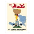thumbnail image 1 of Come to Haiti - Pan American World Airways - Vintage Travel Poster by E. Lafond c.1950s - Fine Art Matte Paper Print (Unframed) 18x24in, 1 of 4