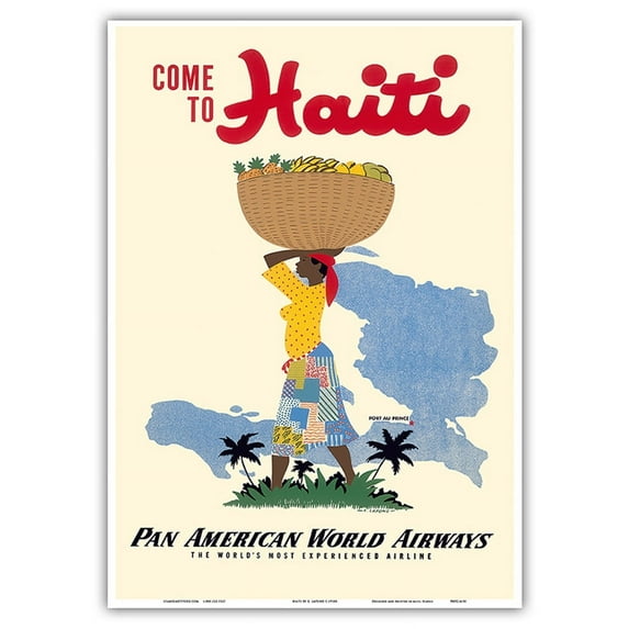 Come to Haiti - Pan American World Airways - Vintage Travel Poster by E. Lafond c.1950s - Master Art Print 10in x 14in