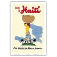 thumbnail image 1 of Come to Haiti - Pan American World Airways - Vintage Travel Poster by E. Lafond c.1950s - Master Art Print (Unframed) 12in x 18in, 1 of 4