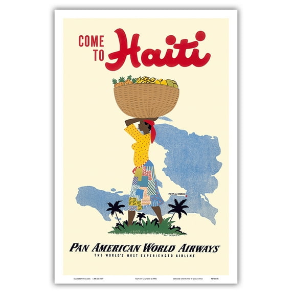 Come to Haiti - Pan American World Airways - Vintage Travel Poster by E. Lafond c.1950s - Master Art Print (Unframed) 12in x 18in
