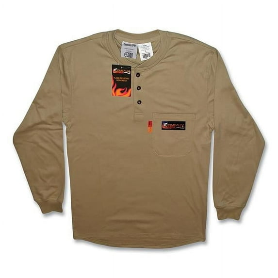 Comeaux Caps FR Henley Khaki Welding Welders Work Shirt Long Sleeve 4XL