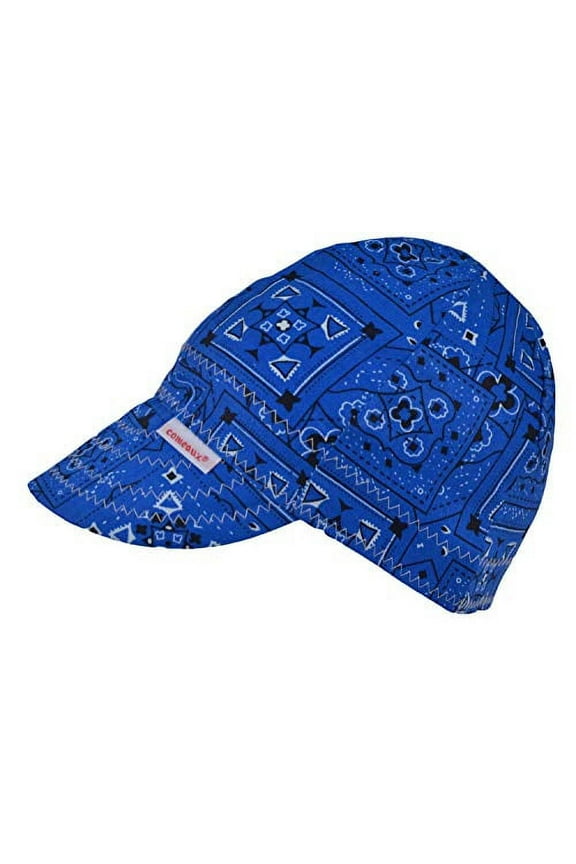 Comeaux Caps Reversible Welding Cap Blue Bandana Size 7 3/4