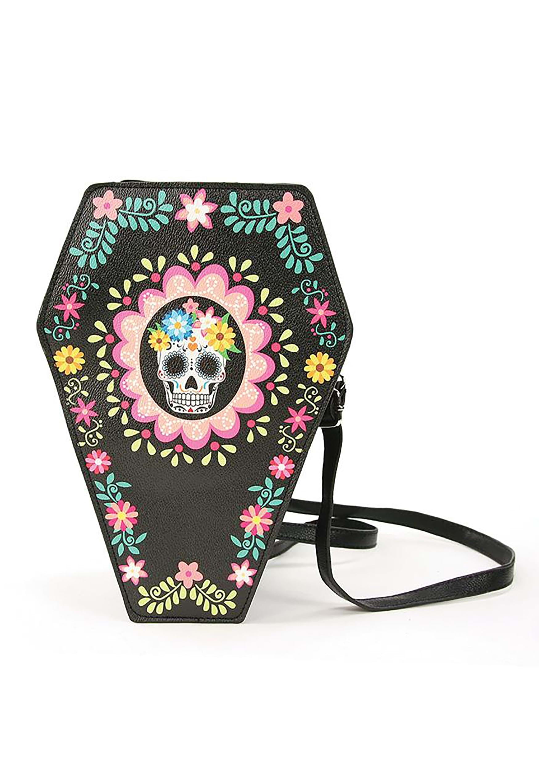 Comeco Girls Vinyl Sugar Skull Black Coffin Shaped Convertible Mini Backpack Walmart