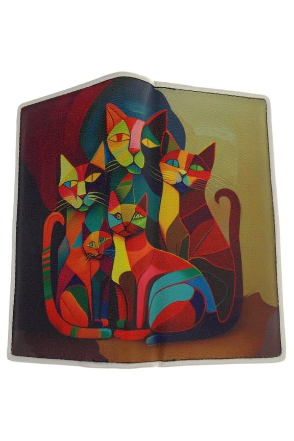 Many Cat Art Wallet Color Zip Up Purse Book Shaped