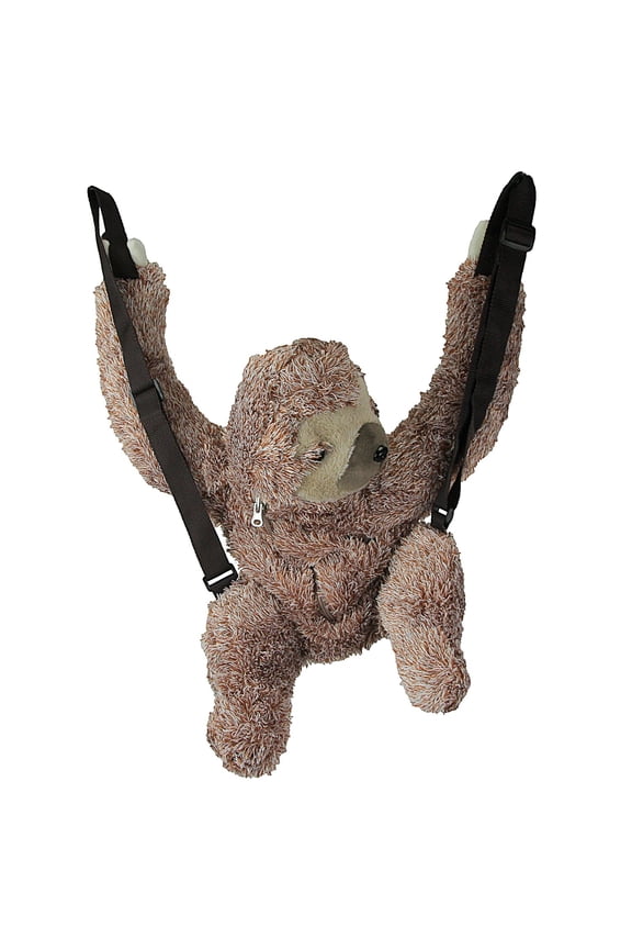 Sleepyville Critters Lifelike Furry Plush Sloth Mini-Backpack